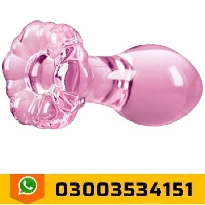Pink Crystal Heart Glass Butt Plug Anal Trainer