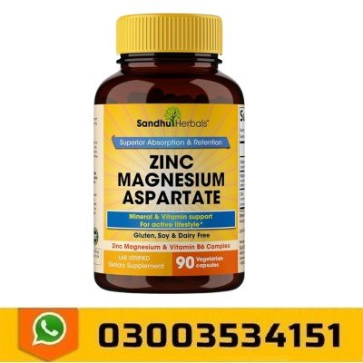SANDHU HERBALS Zinc Magnesium Aspartate Supplement 90 Capsules